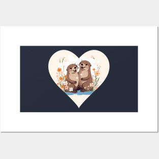 Otter Couple Posters and Art